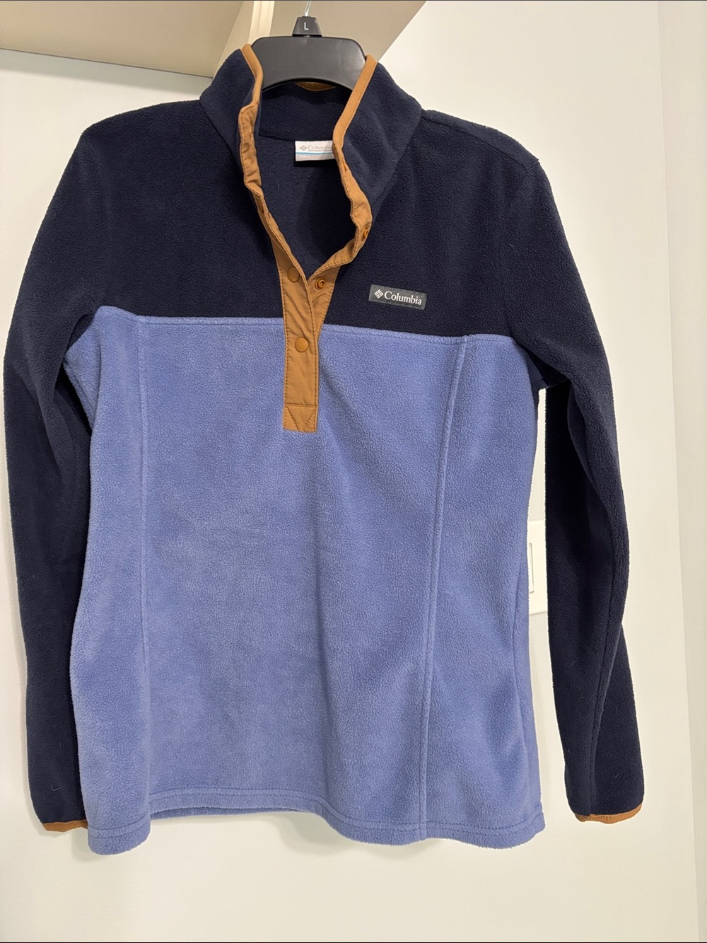 Columbia Navy, Periwinkle & Tan Quarter-Snap Fleece Pullover